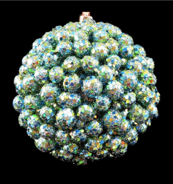 5" Glitter Hanging Ball Ornament-Peacock