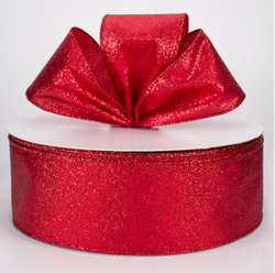 2.5"x50yd Mini Red Glitter Dot Wired Edge Ribbon