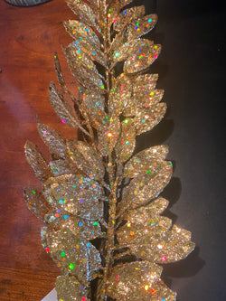 30" Gold Glittered Leaf Spray