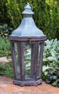 Wood and Aged Tin Terrace Lantern