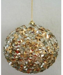 Glitter Hanging Ball Ornament-Gold, Silver